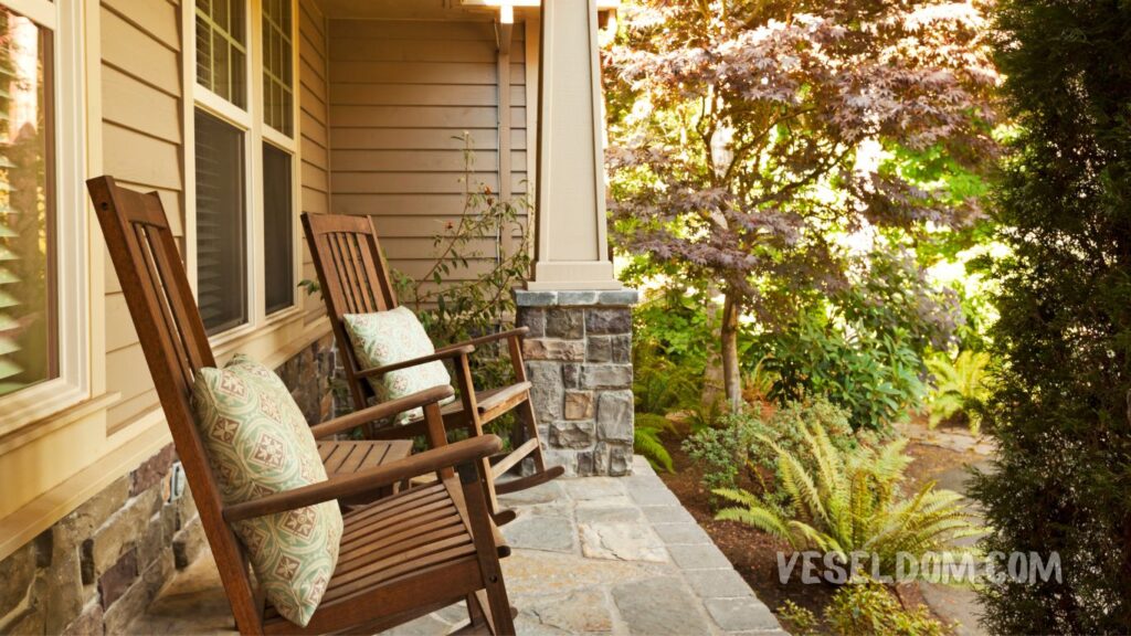 Creating a landscape design near the porch of the house