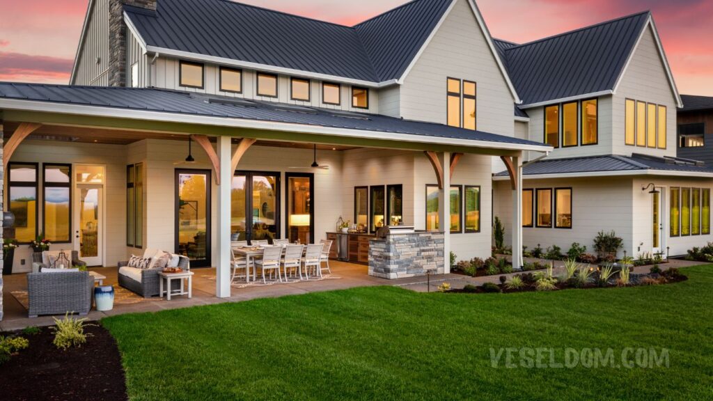 Creating a landscape design near the porch of the house